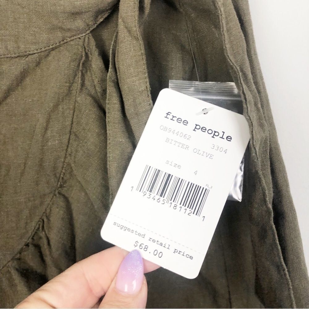 FREE PEOPLE | NEW! Ruffle My Feathers Olive Green Wrap Skirt Women’s Size 4 - Picture 7 of 9